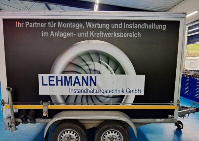 Anhänger mit Firmenbeschriftung für Lehmann Instandhaltungstechnik